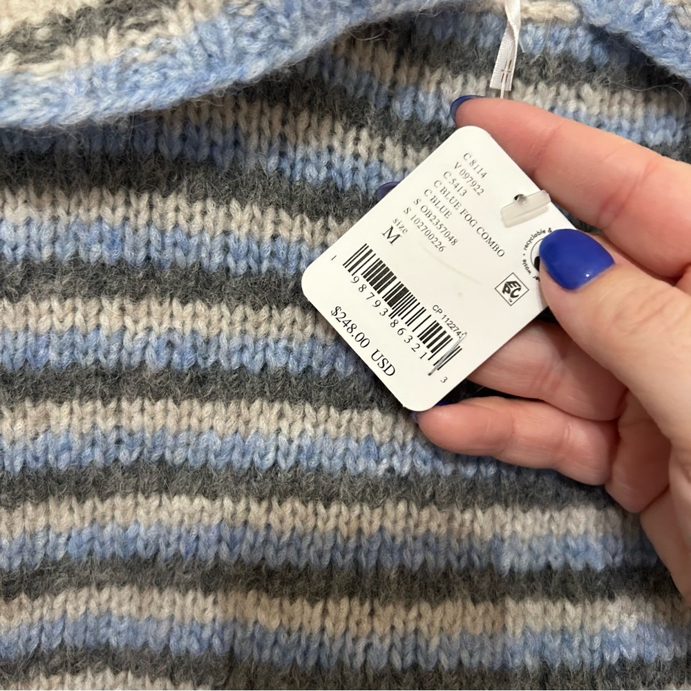 NWT Free People Frills Softspun Alpaca Striped Collared Sweater - Picture 9 of 12